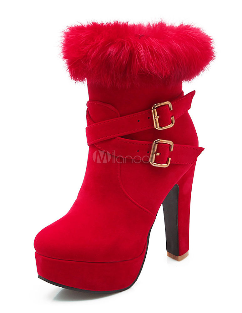 red suede platform booties