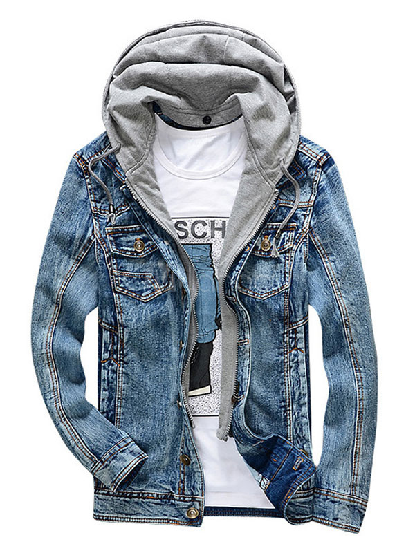 guys hooded denim jacket