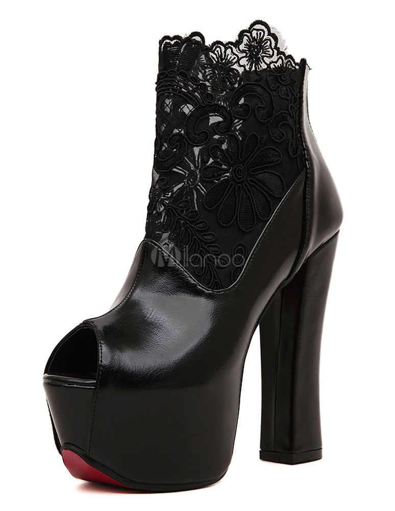 black zip heeled boots