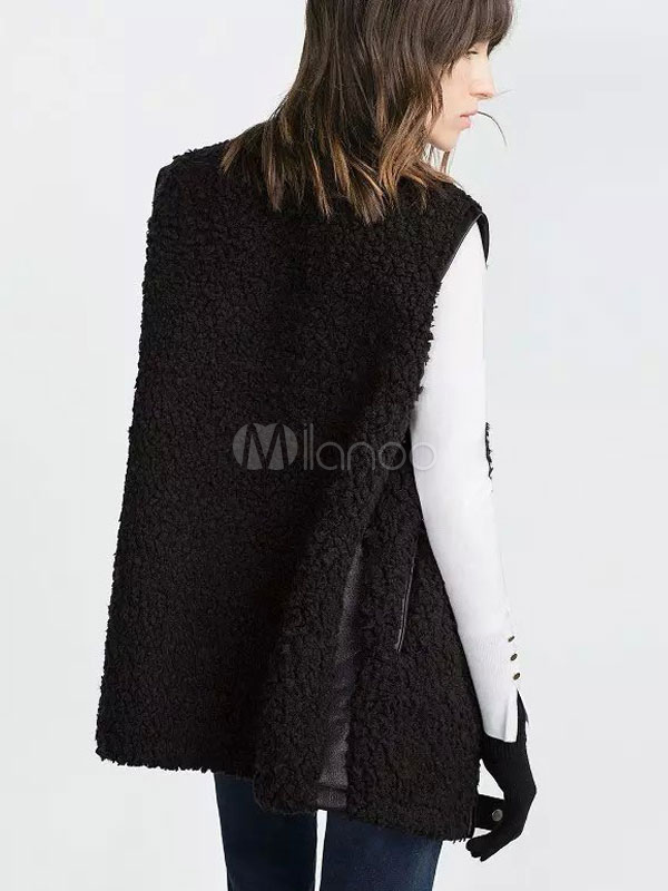 Ärmellose Jacke Damen Reißverschluss Weste Schwarz ...