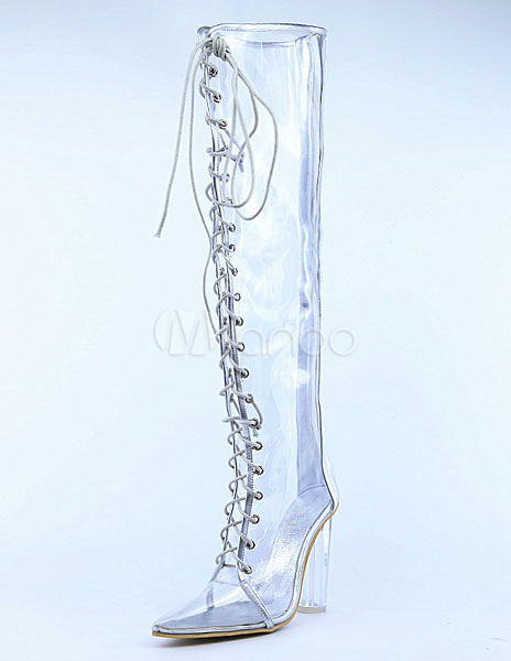 over the knee clear boots
