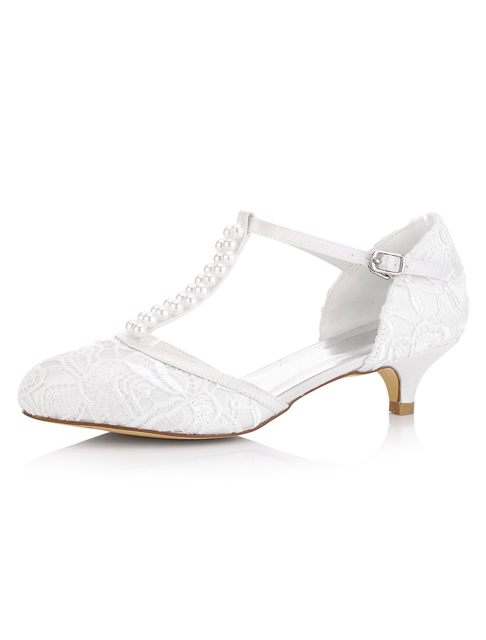 white bridal kitten heels