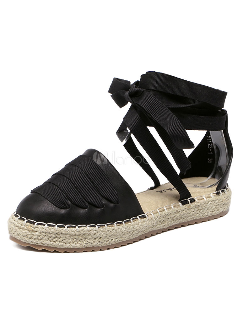 black espadrille sandals flat