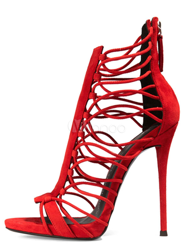 red gladiator shoes