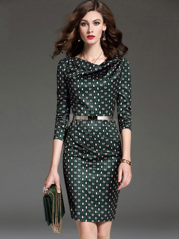 robe fourreau verte