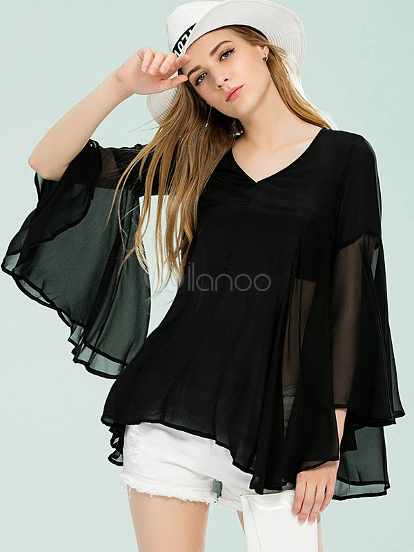 camicia nera chiffon