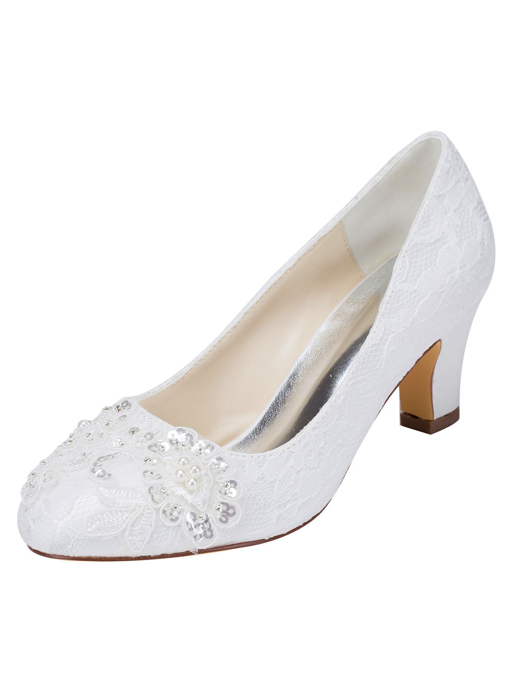 white chunky heel wedding shoes