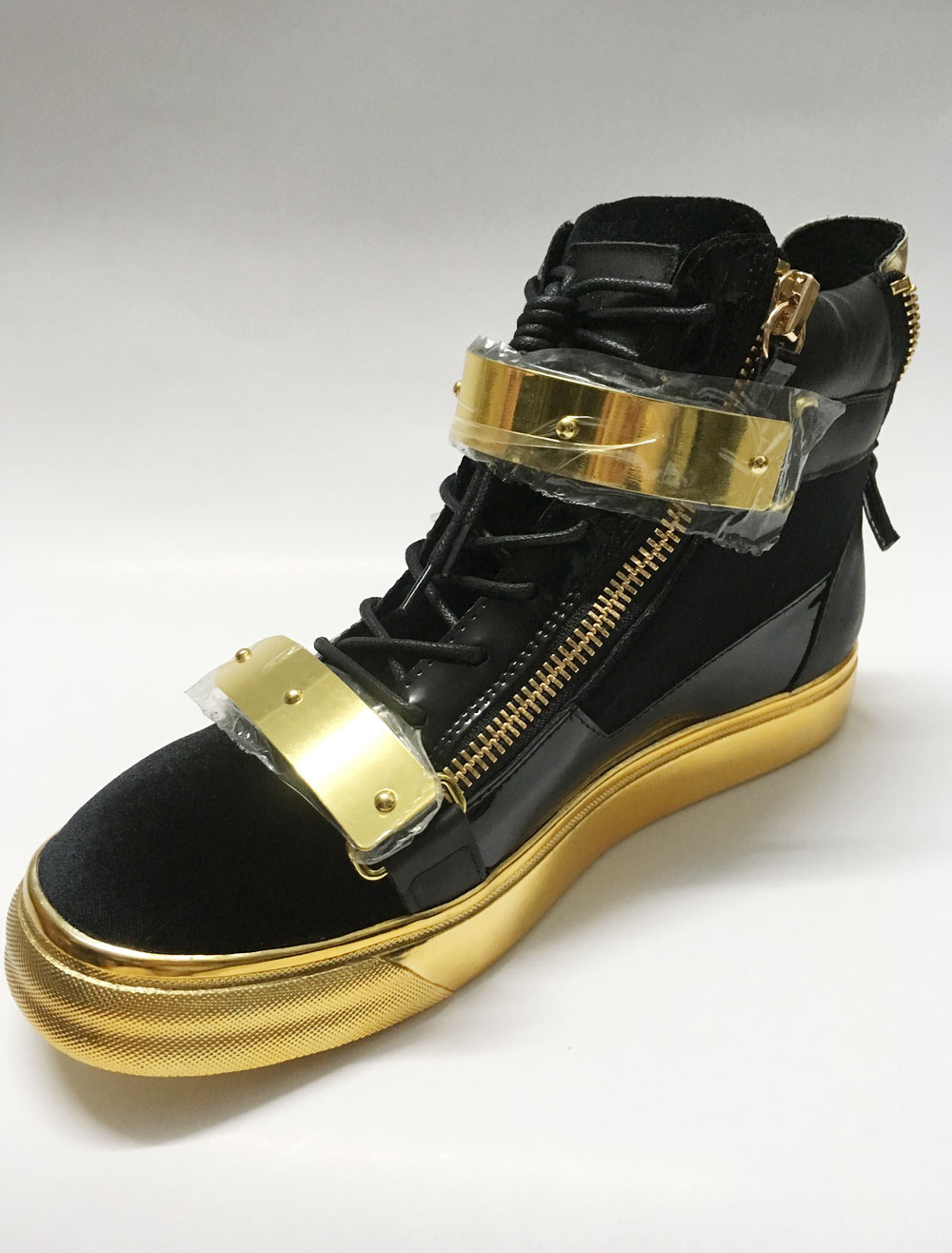 Zapatos de hombre | Zapatos casuales de cuero auténtico negros color liso Detalles metálicos estilo informal - YB07319