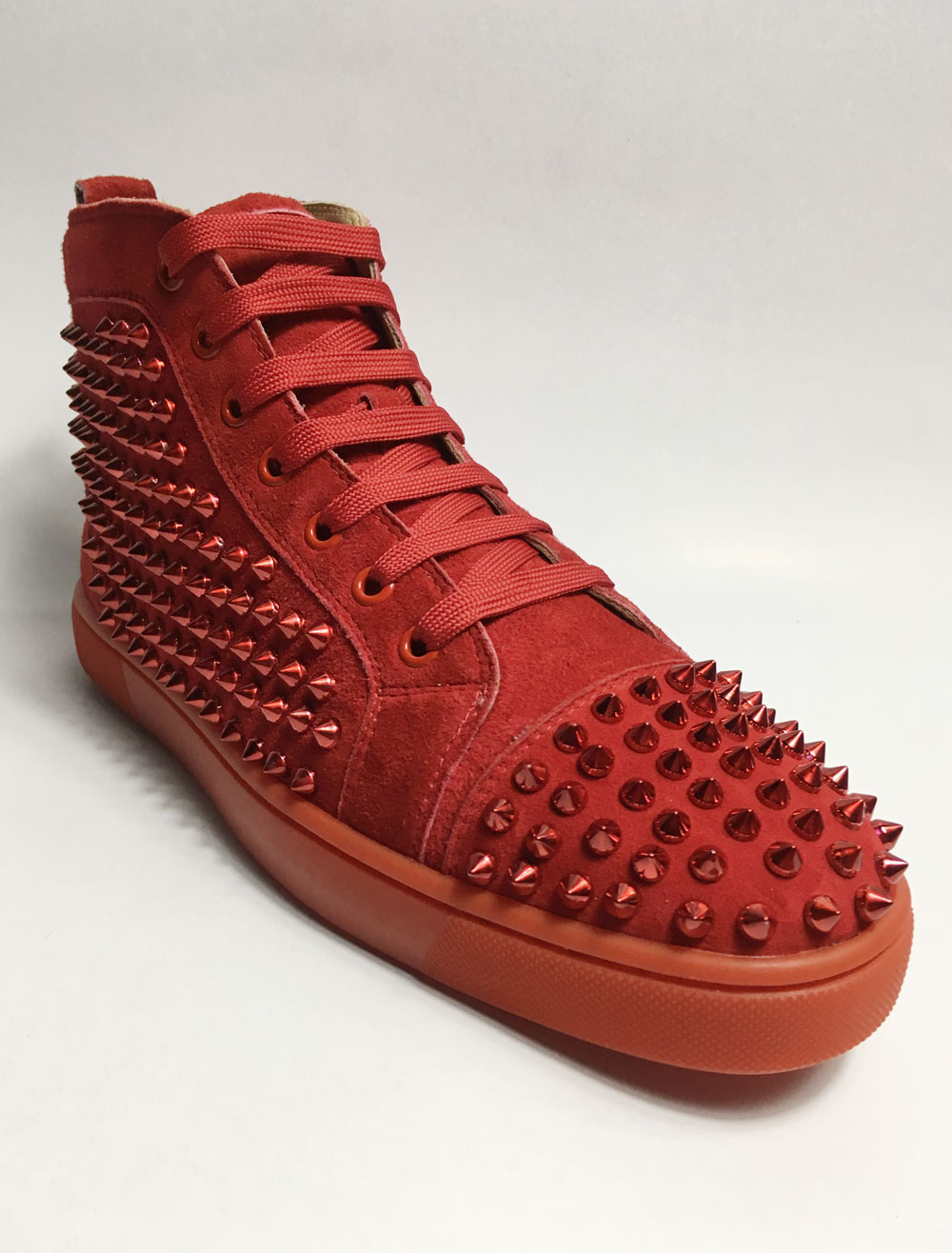 Mens Red Suede Spike Shoes High Top Sneakers - Milanoo.com