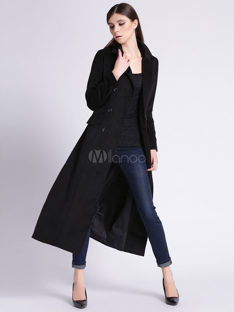 casaco preto feminino longo