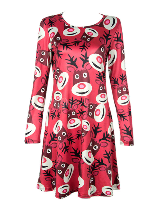 christmas print skater dress