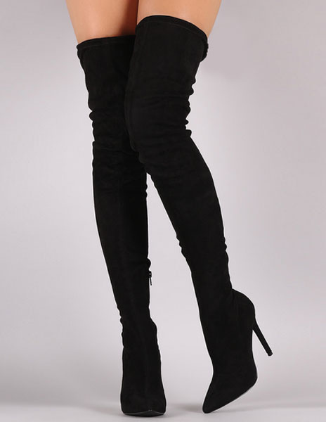 knee suede boots black