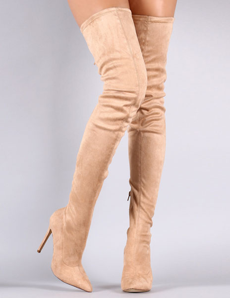 pointed suede over the knee boots