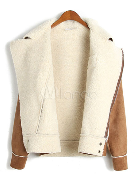 jaqueta forrada com lã de carneiro feminina
