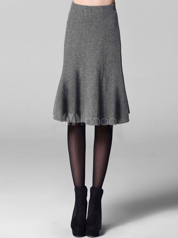 Gonna Lunghezza Al Ginocchio Donna - Vita Alta In Viscosa Ed Elastan, Chiusura Pull-On - Foto 8