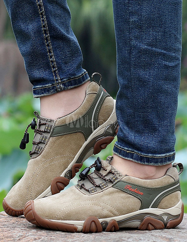 Men's Hiking Shoes Suede Lace Up Sneakers - Milanoo.com