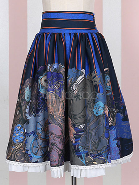 Lolita Kimono Skirt Set Striped Women's Printed Lolita Outfit In 3 ...