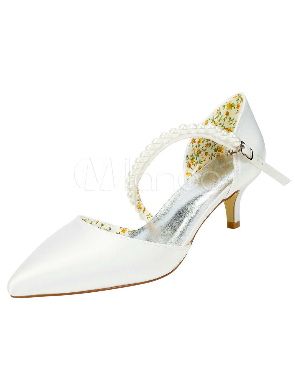 Champagne Bridal Shoes Kitten Heel Bows 