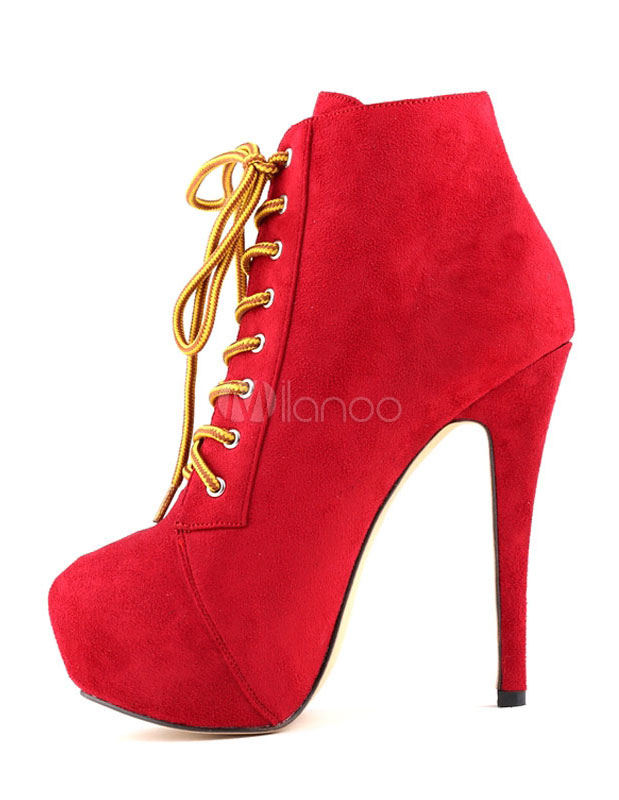Sexy Ankle Boots High Heel Platform Booties Women's Lace Up Stiletto ...