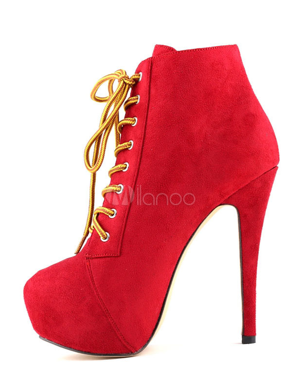 red ankle boots womens