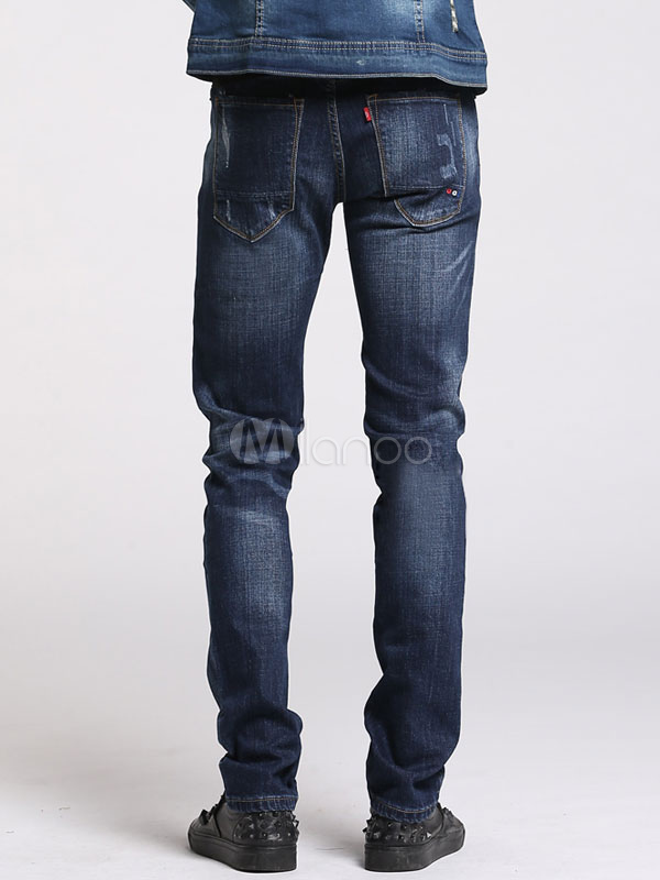 men's straight leg ripped jeans