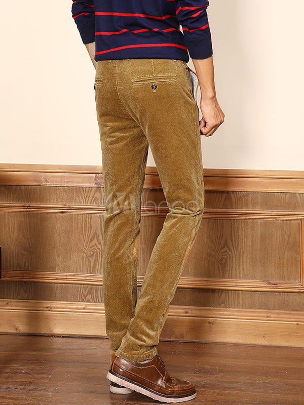 Men's Corduroy Pants Straight Deep Blue Casual Corduroy Trousers ...