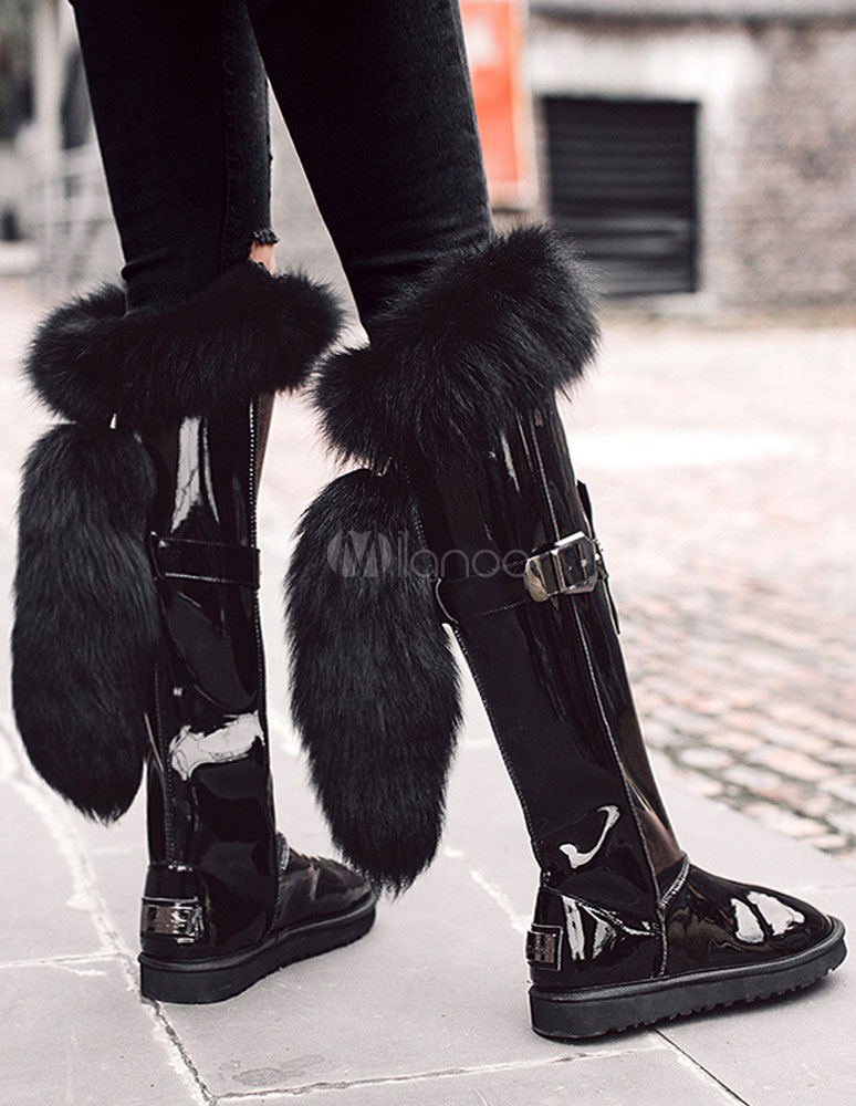 flat fur boots