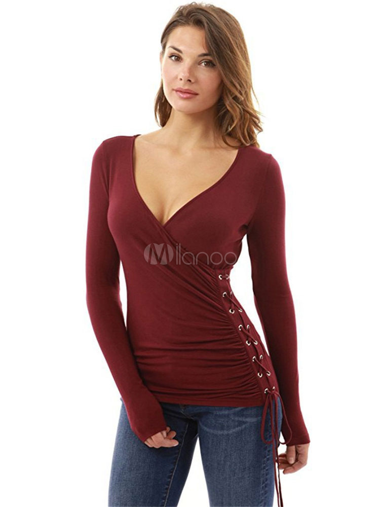 burgundy t shirt womens