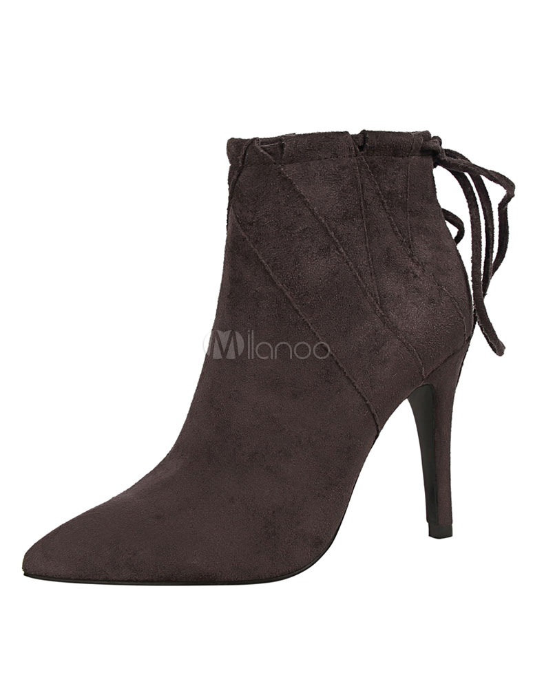 suede high heel ankle boots