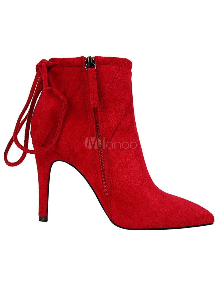 high heel suede ankle boots