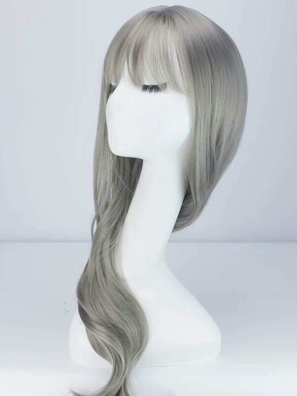 Costumes Lolita | Sweet Lolita Wigs Long Curly Gray Heat Resistant Fiber Wig With Bang - CL92765