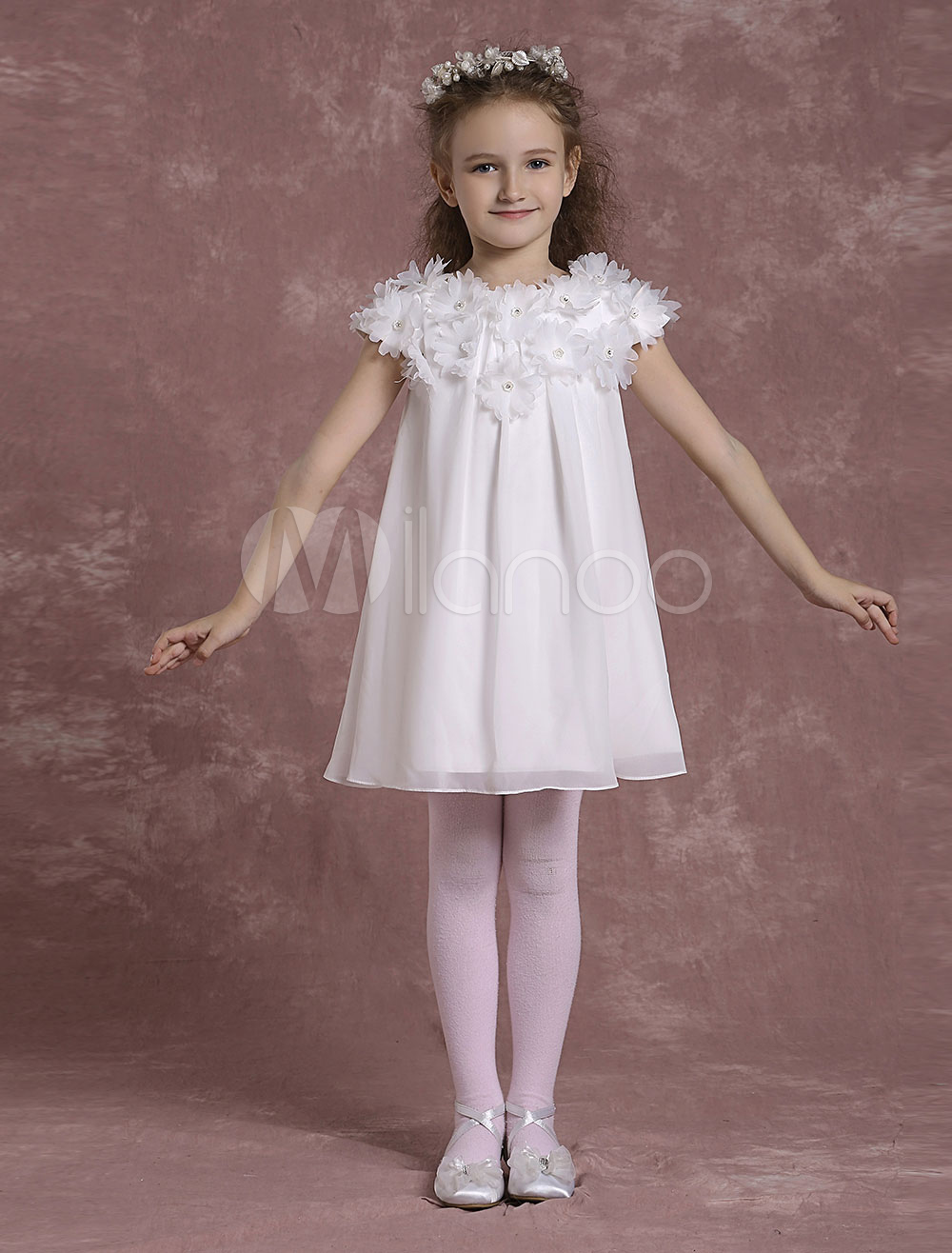 Ivory Flower Girl Dresses Short Chiffon Pageant Dresses Toddler S