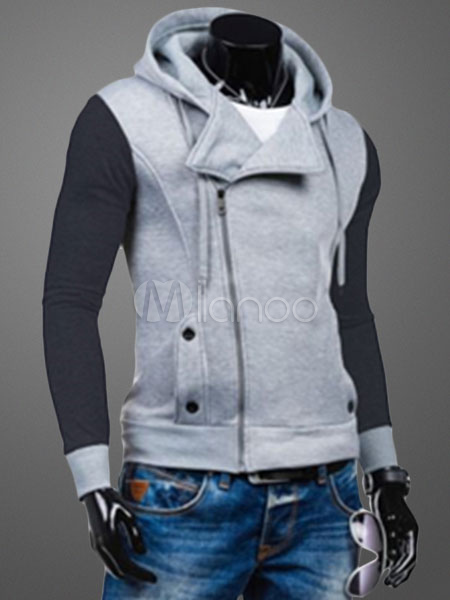 Men's Hoodie Jacket Zip Long Sleeve Hooded Sweatshirt - Milanoo.com