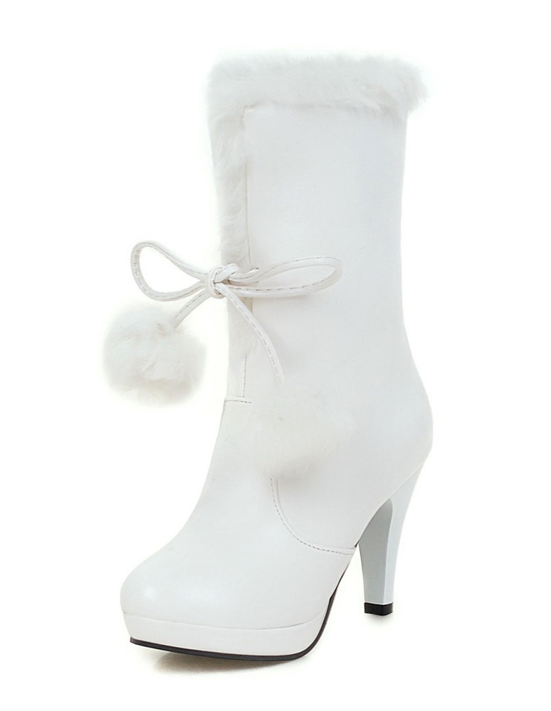 white furry snow boots women's shoes