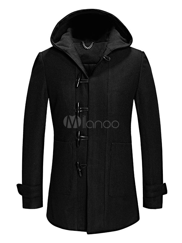 casaco de lã com capuz masculino