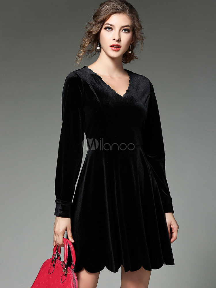 black velvet fit and flare dress