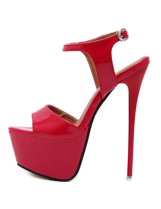 Red Sexy Shoes Stiletto Heel Peep Toe Platform Sandals For Women ...