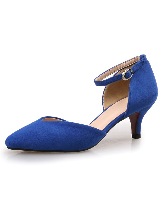 blue pumps low heel