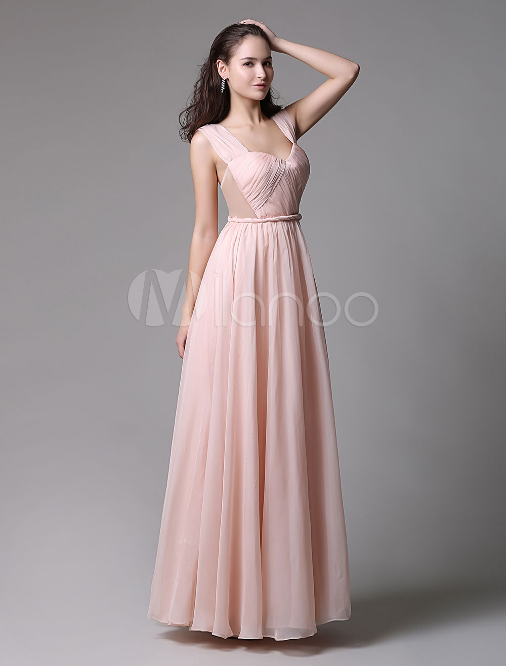 A-Line Pink Chiffon Prom Dress With Sweetheart Neckline and Side Cut ...