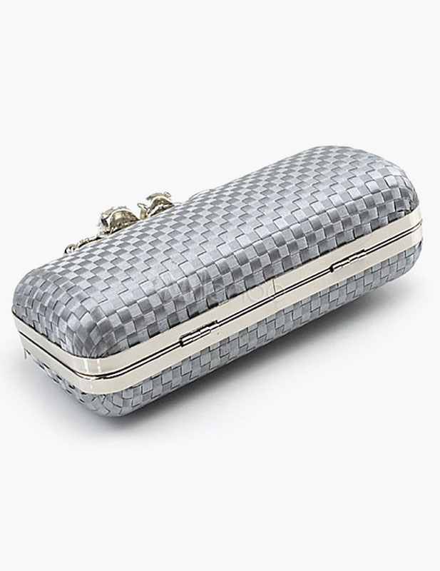 Finger Ring Clutch Handbag Skull Rhinestone in 3 Colors with Detachable