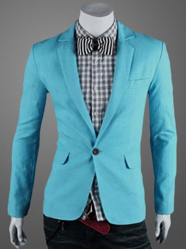 Green Casual Blazer Notch Collar Spring Jacket One Button Blazer For ...