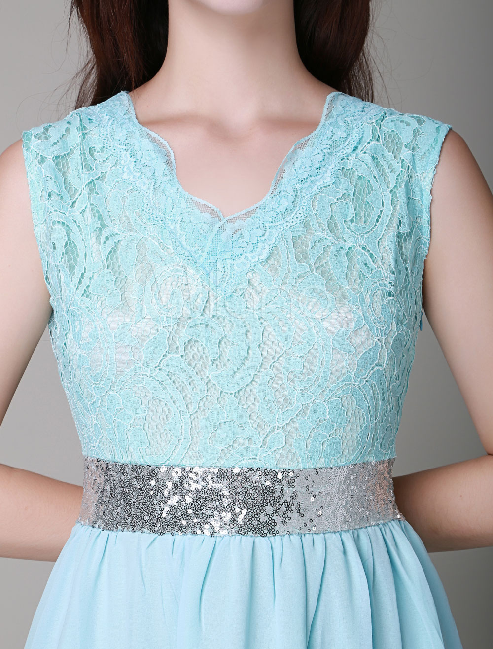 Sleeveless Lace Seamed Maxi Dress For Women