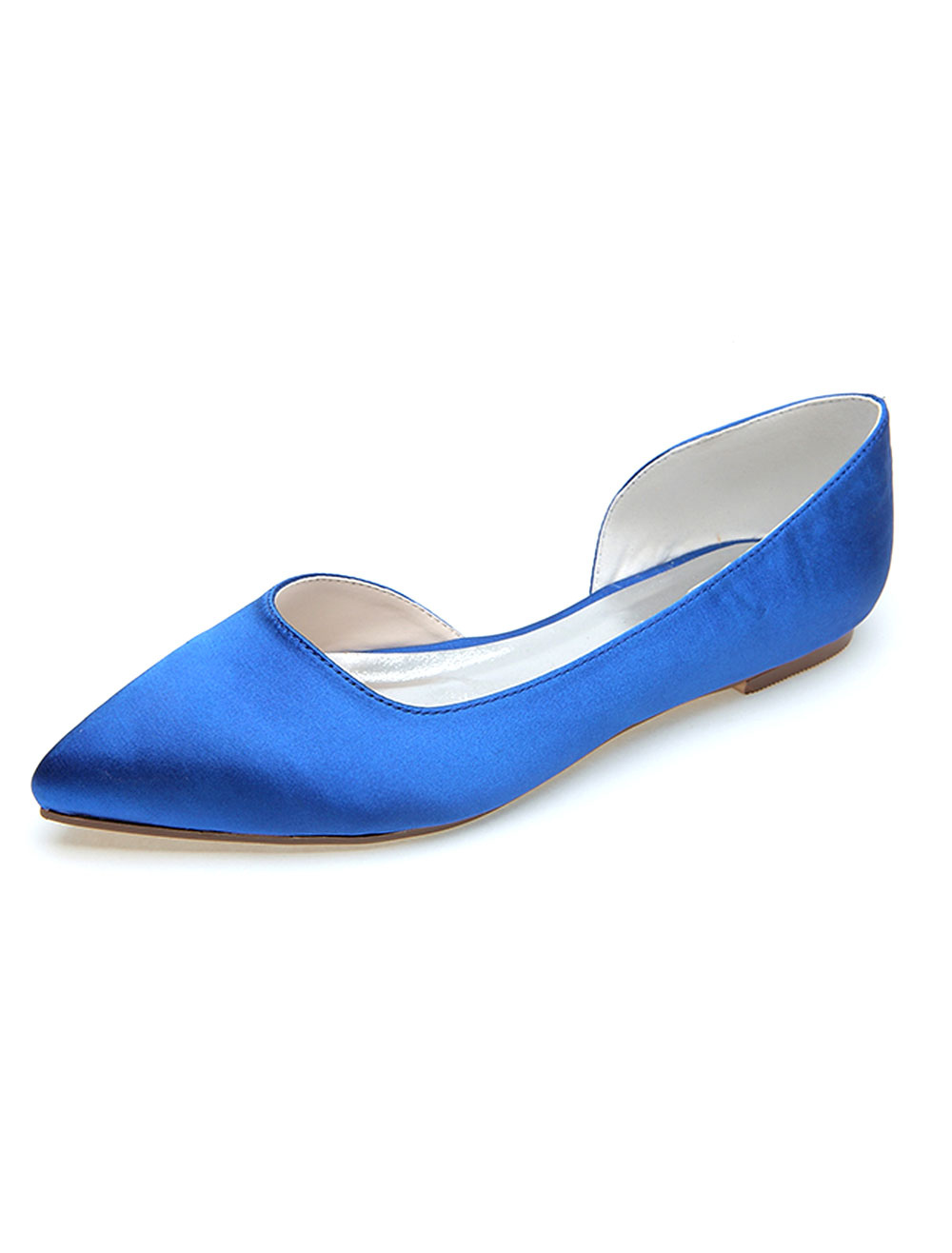 blue satin flat shoes