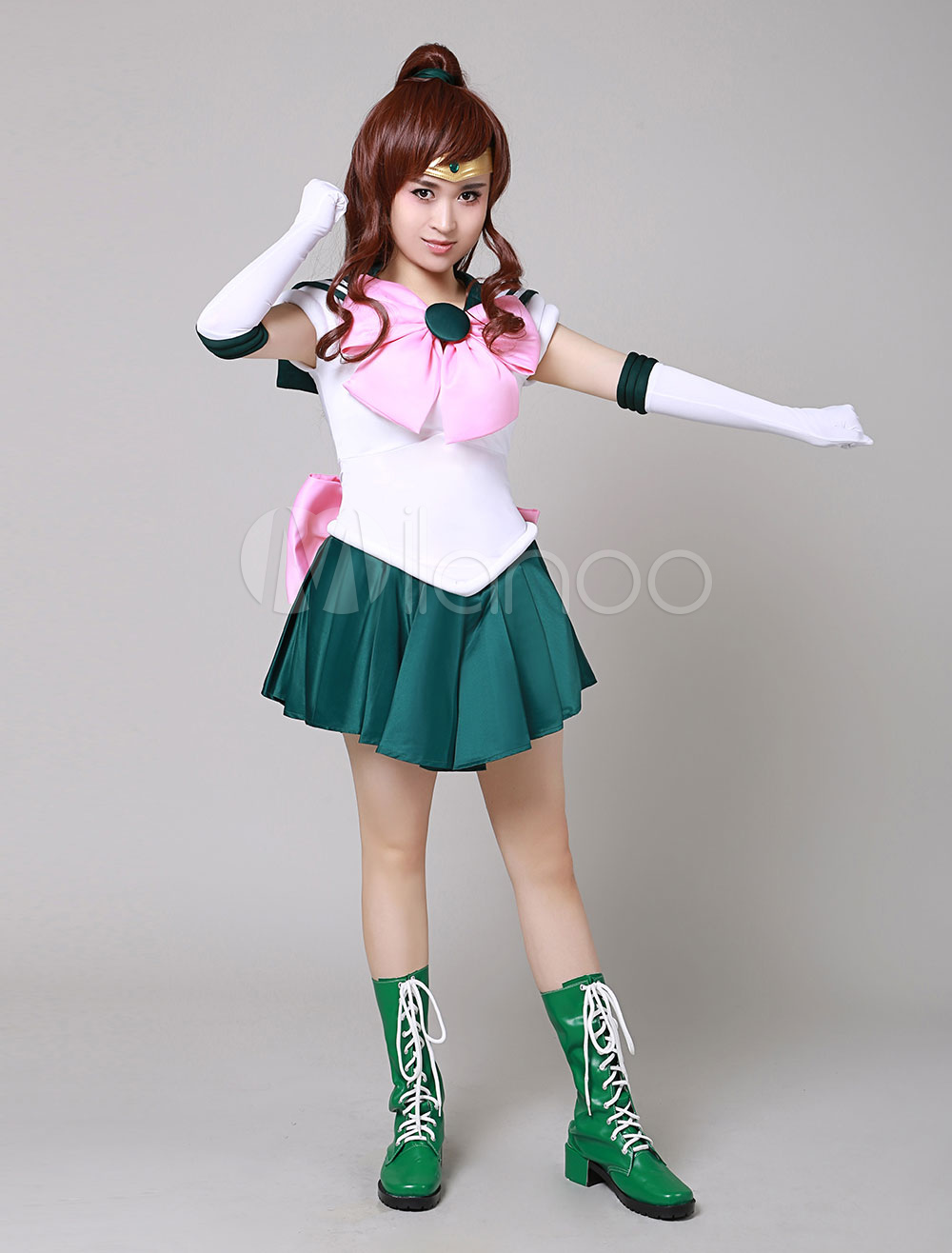 Sailor Moon Sailor Jupiter Makoto Kino Cosplay Costume Halloween