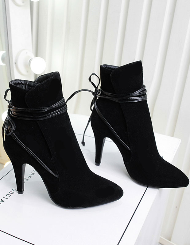 suede ankle boots high heel