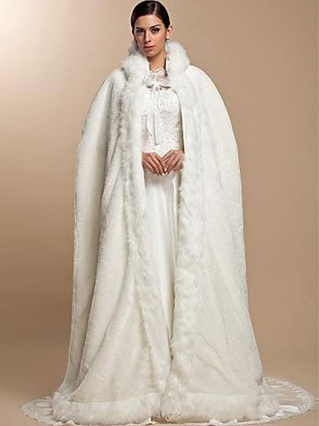 White Faux Fur Coat Hoodie Wedding dresses