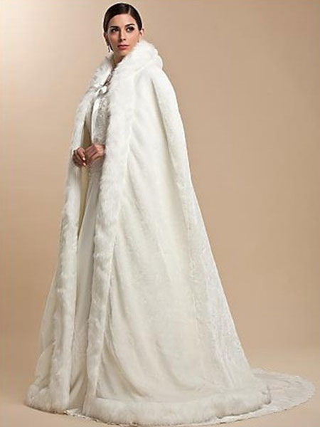 White Faux Fur Coat Hoodie Wedding dresses