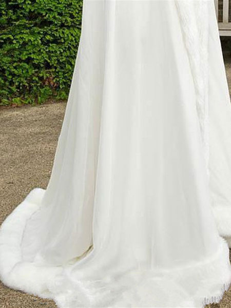 White Faux Fur Coat Hoodie Wedding dresses