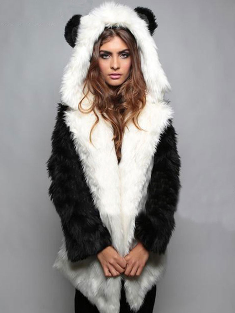 oversized hooded fur coat