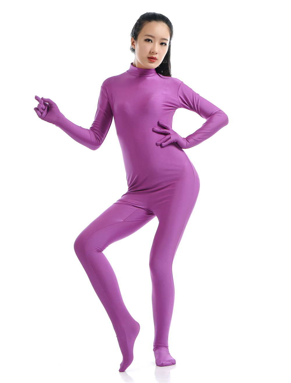 Women's Catsuit Unitard Lycra Spandex Bodysuit Long Sleeve Turtleneck  Skin-tight Body Suit Mock Neck Zentai Dancewear Catsuit - Cosplay Costumes  - AliExpress